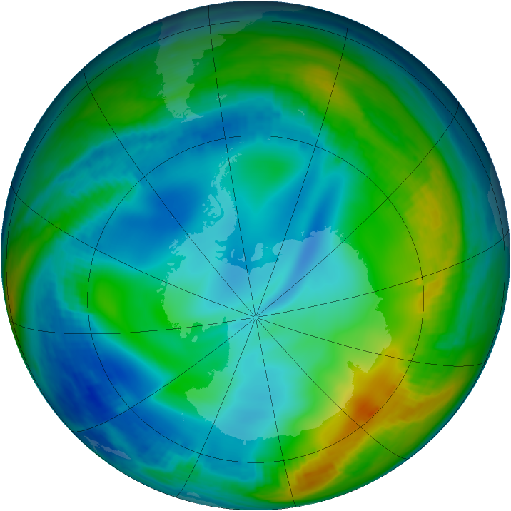 Antarctic ozone map for 13 June 1998